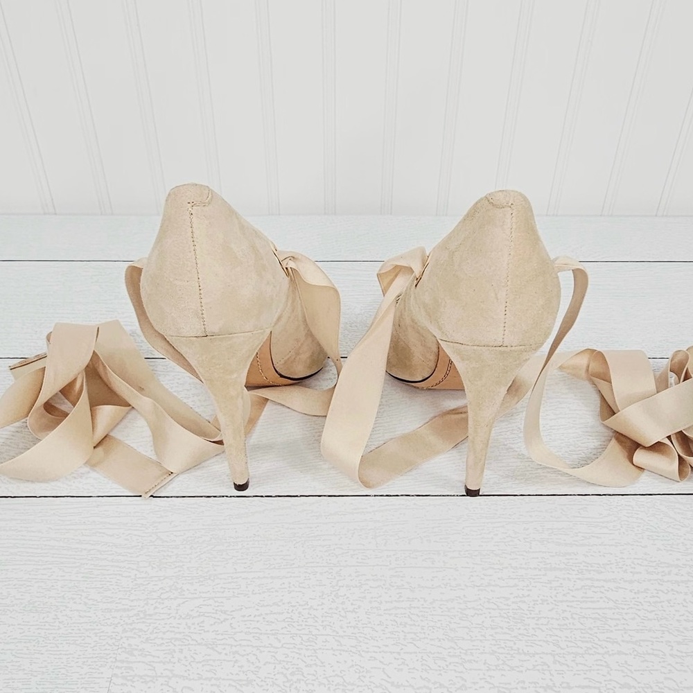 Alice + Olivia Dominique Suede Heel Pointed-Toe Ribbon Tie Size 9.5 NWOT - Picture 4 of 6